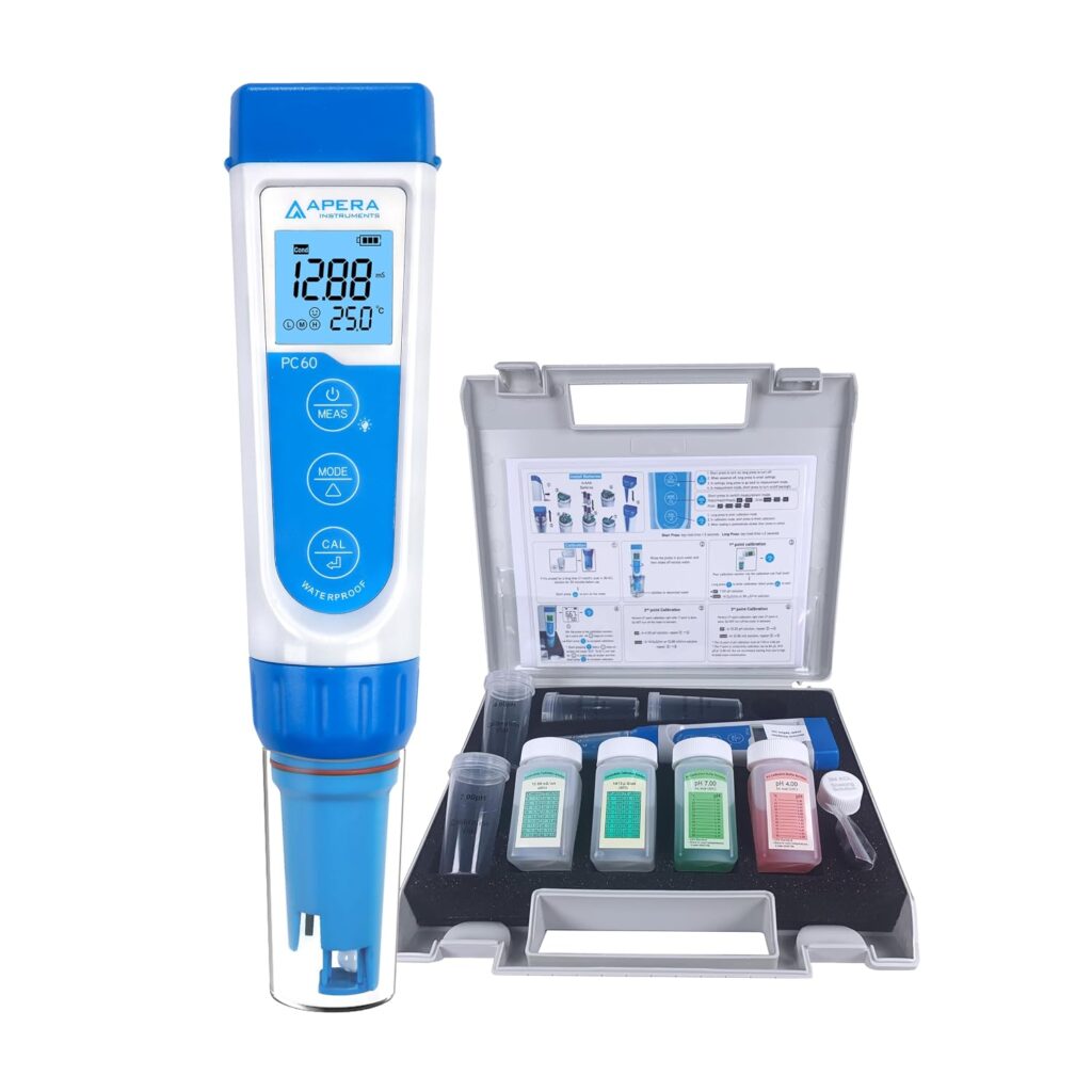 APERA INSTRUMENTS AI316 Premium Series PC60 5-in-1 Waterproof pH/EC /TDS /Salinity /Temp. Multi-Parameter Pocket Tester KitBeyond the Soil equipment