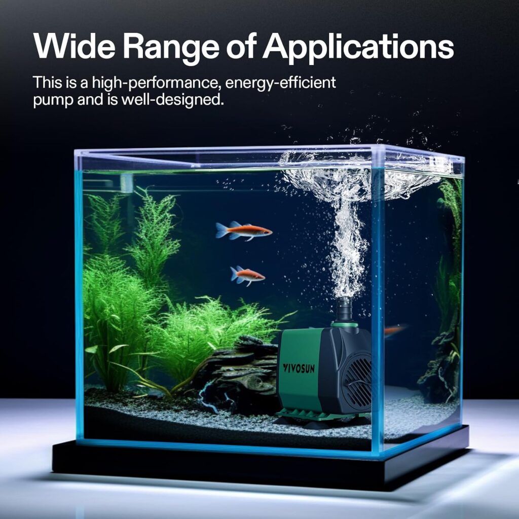 VIVOSUN 800GPH Submersible Fountain Water Pump for Pond, Aquarium, Statuary | 3000L/H, 50W, Ultra Quiet Water Pump with 10ft. High Lift and 6.5ft.Beyond the Soil equipment
