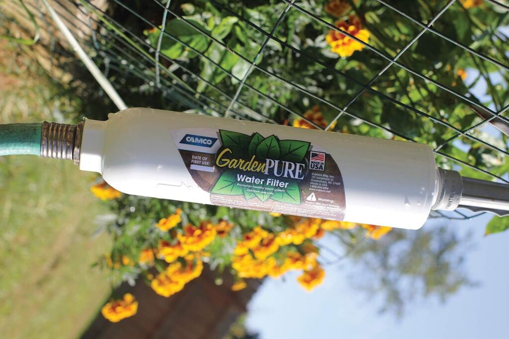 Camco GardenPURE Carbon Water Filter - Inline Garden Hose Water Filter - Filters Chlorine & Chloramine Compounds for Improved Plant HealthBeyond the Soil equipment